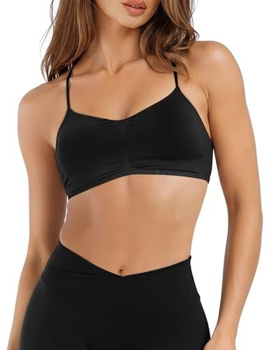 Ieumaz Strappy Sports Bras for Women Medium Support Cross...