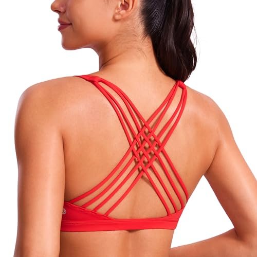 CRZ YOGA Naked Feeling Strappy Sports Bras Deep Red