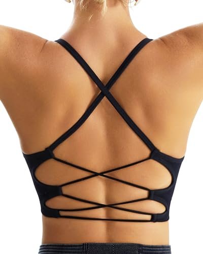 RUNNING GIRL Black Sports Bras for Women,Sexy Crisscross...