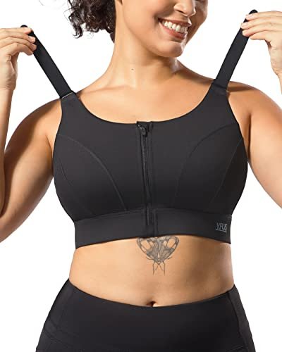 VFUS Adjustable High Impact Sports Bras for Women Zip Front
