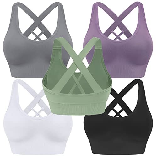 Evercute Sports Bra for Women Padded Medium Support Seamless