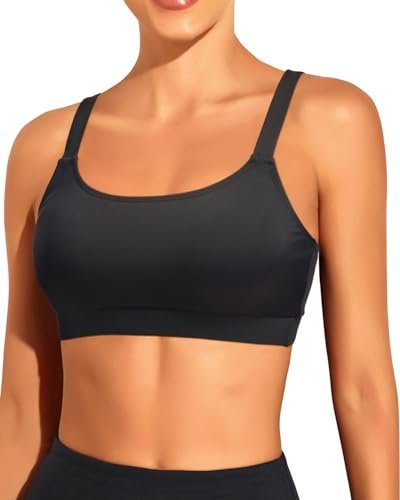 Tempt Me Women Black Sports Bra Bikini Swim Crop Top