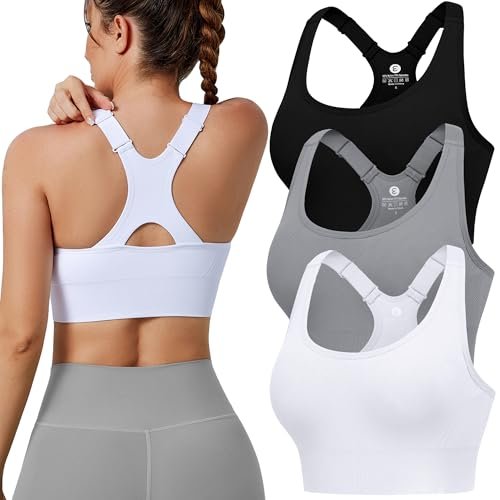 Evercute Adjustable Sports Bras for Women 3/4 Pack Seamless