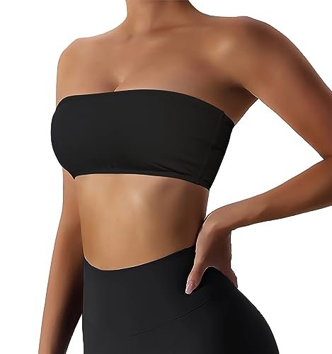 Boudaner Women’s Padded Bandeau Sports Tube Top Strapless...