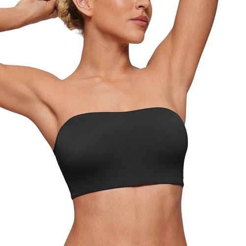 CRZ YOGA Softhold Double Lined Strapless Bralette Tube Top.
