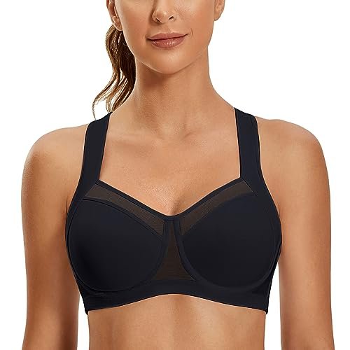 SYROKAN High Impact Sports Bras for Women Underwire...
