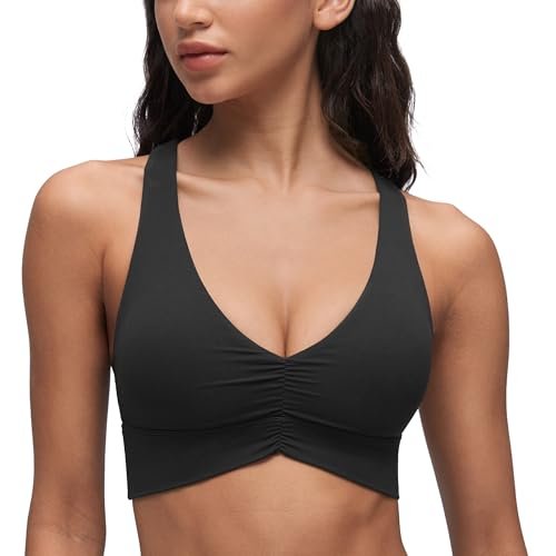 CRZ YOGA Butterluxe Ruched Longline Sports Bras for Women