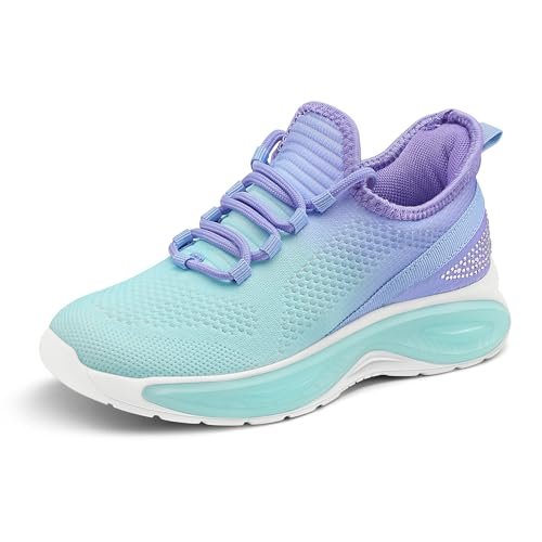 RUNSIDE Girls Lightweight Sneakers Kids Lace-up Tennis...