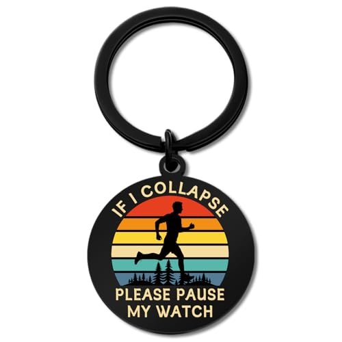 Aisity Runner Gifts for Men Track And Field Running Keychain