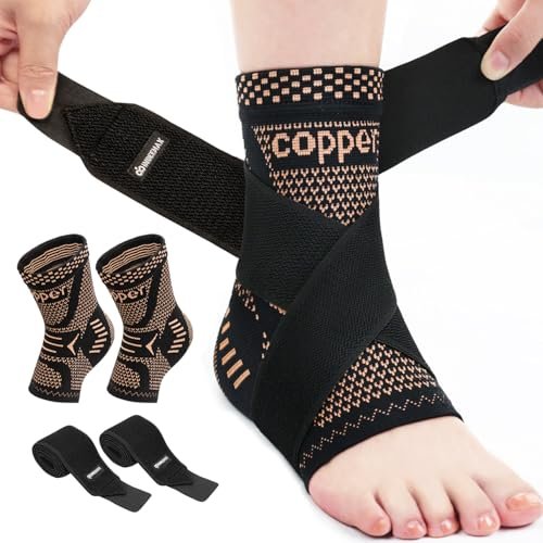 INDEEMAX Ankle Brace for Women & Men, Copper Compression...