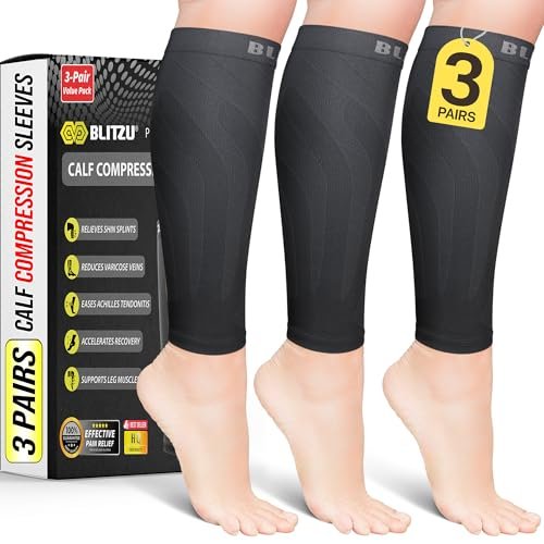 BLITZU 3 Pairs Calf Compression Sleeves for Men and Women