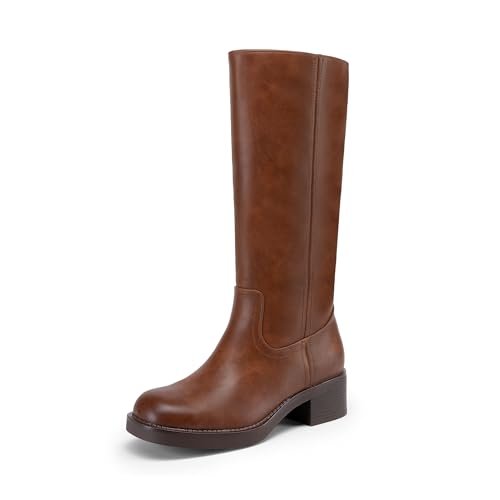 DREAM PAIRS Womens Knee High Boots Square Toe Block Heel