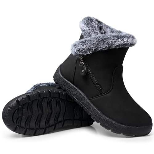 SHIBEVER Winter Snow Boots for Women: Waterproof Ankle Boots