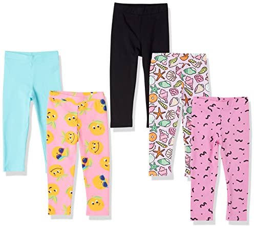 Amazon Brand - Spotted Zebra Girls' Leggings, 5-Pack