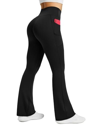 PRETISKY Womens Flared Yoga Pants with Pockets, High Waisted