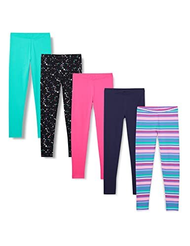 Amazon Essentials Girls' Cotton Stretch Leggings, Pack of 5