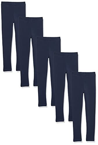 Amazon Essentials Girls' Cotton Stretch Leggings, Pack of 5