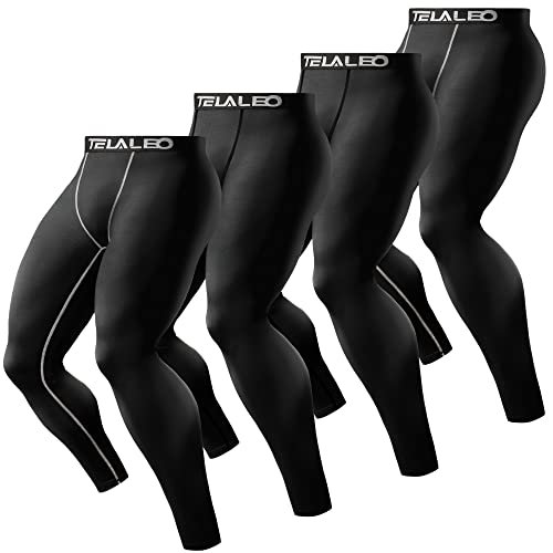 TELALEO 4 Pack Men's Compression Pants Leggings for Running
