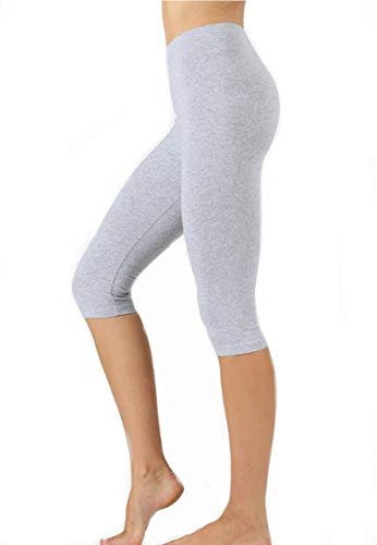 Zenana Premium Cotton 15 INCH Capri Leggings (M, Heather...