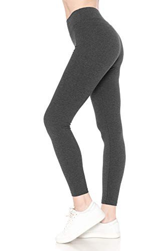 Leggings Depot Women's High Waisted Cotton Leggings for Yoga
