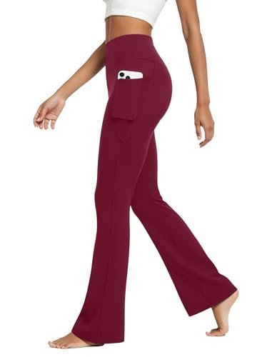 DLOODA Womens Flare Yoga Pants with Pockets High Waist