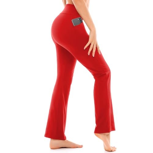 Walifrey Women's Flare Leggings with Pocket - High Waist