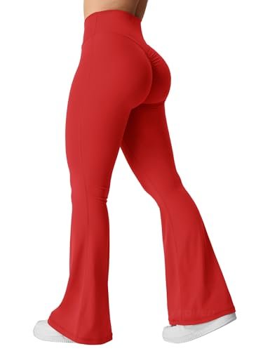 YEOREO Flare Scrunch Leggings for Women V Cross Yoga Pants