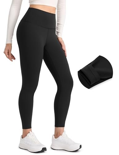 CRZ YOGA Matte Fleece Lined Leggings 25'' Black Small