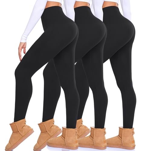 NEW YOUNG 3 Pack Fleece Lined Leggings for Women