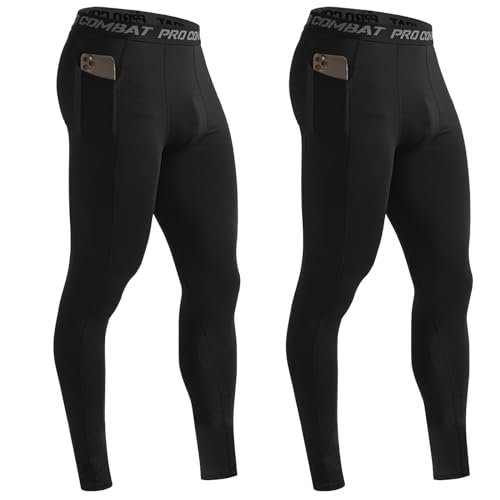 HYCOPROT 2 Pack Men's Compression Pants with Pockets