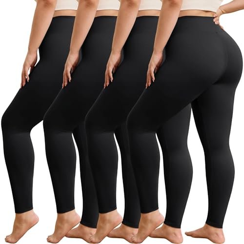VALANDY Creamlush Plus Size Womens Leggings-4 Packs High...
