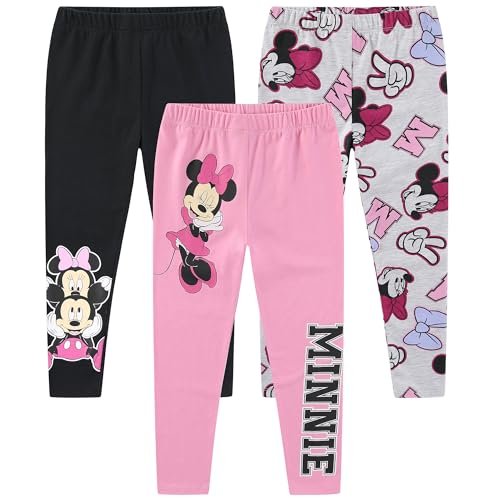 Disney Princess Minnie Frozen Stitch Girls 3 Pack Legging...