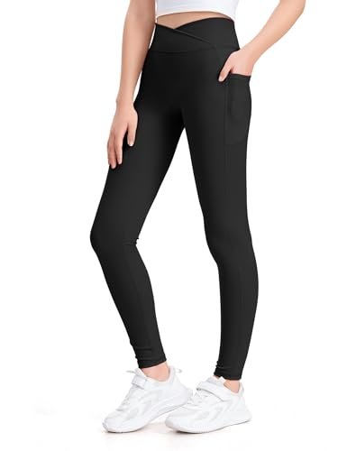 KEREDA Girls Athletic Leggings V Cross Yoga Pants