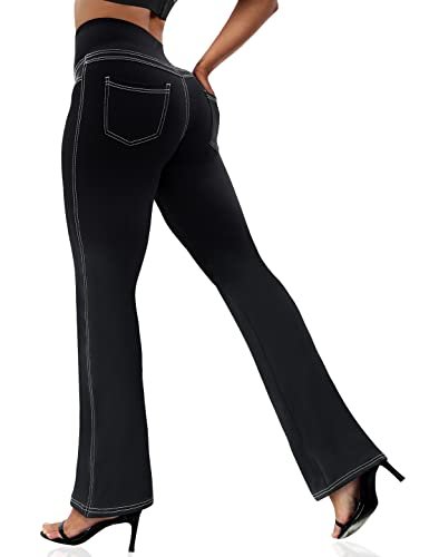 VOOVEEYA Women's Bootcut Leggings - Bootleg Yoga Pants with...