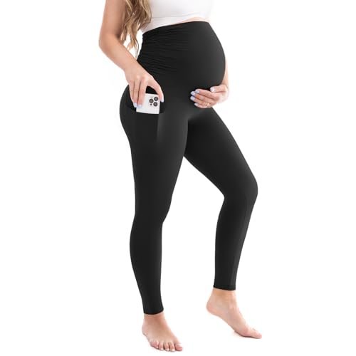 Leafigure Womens Maternity Leggings with Pockets Buttery...