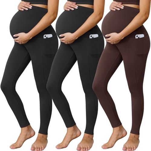 Buttergene 3 Pack Women's Maternity Leggings with Pockets