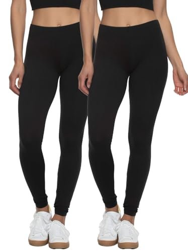 Felina Velvety Super Soft Lightweight Leggings 2-Pack in...