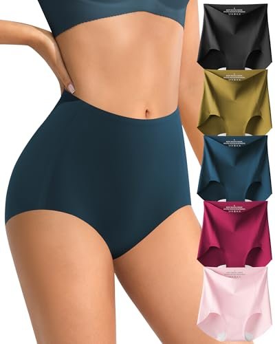ASIMOON High Waisted Underwear for Women Seamless Briefs