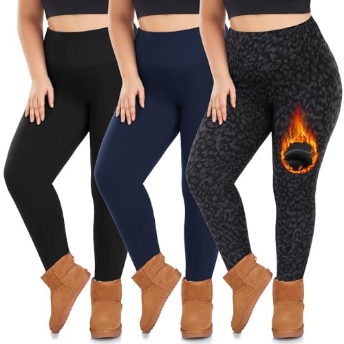 we fleece 3 Pack Plus Size Fleece Lined Leggings