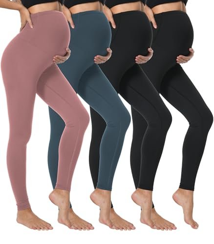 Dalavch 4 Pack Women's Maternity Leggings Over The Belly