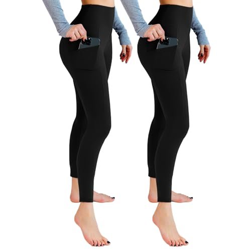 Leafigure 2 Pack Leggings with Pockets for Women