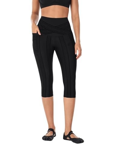 Fanka Powerband Resistance Capri Leggings for Women,High...