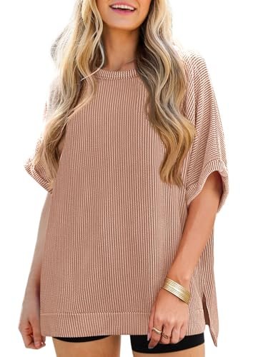 Tankaneo Womens Oversized T Shirts Summer Casual Tunic Tops