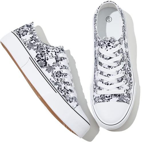 Adokoo Canvas Tennis Shoes for Women Low Top Sneakers