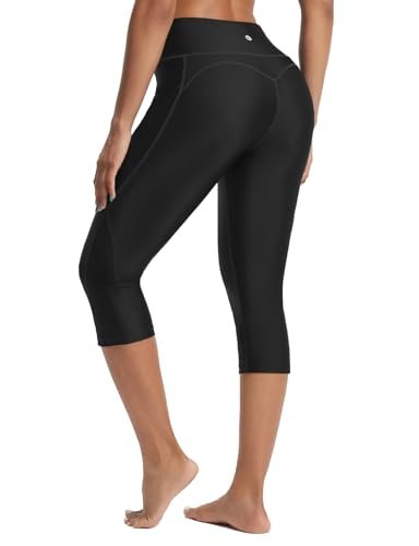 baleaf Women's High Waisted Swim Pants Long Swim Capris_
