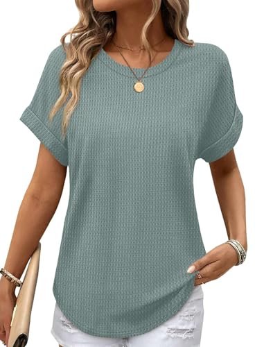 Cute Tops for Women Trendy Rolled Sleeve T Shirts