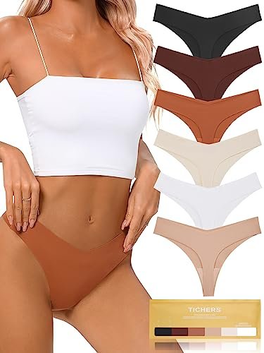 tichers Seamless Thongs for Women No Show Panties
