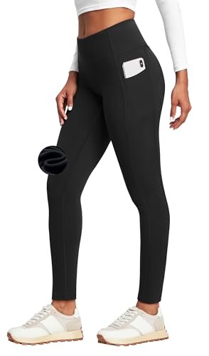 Heathyoga Fleece Lined Leggings with Pockets for Women