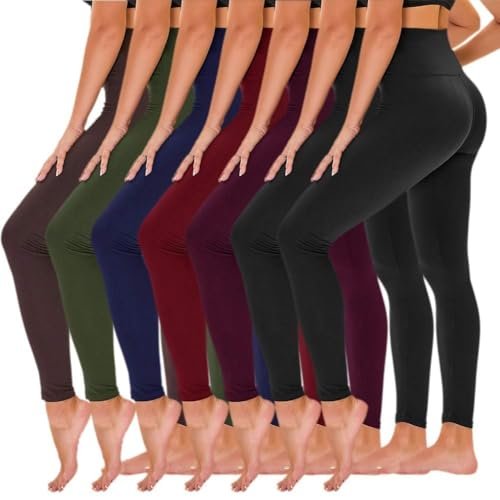 TNNZEET 7 Pack Leggings for Women - Black High Waisted