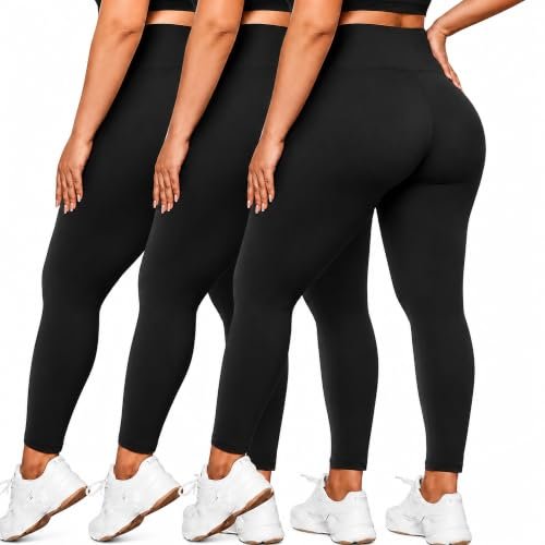 HLTPRO 3 Pack Plus Size Leggings for Women